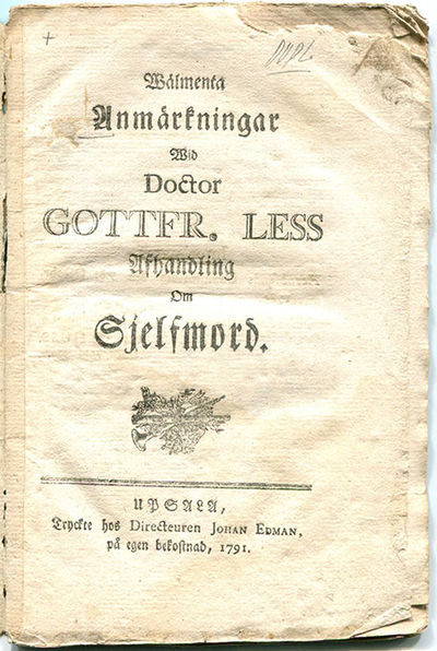 Wälmenta anmärkningar wid doctor Gottfr. Less…
