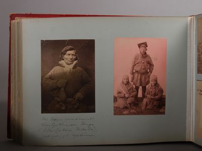 Motiv från Lappland. Fotoalbum fra en reise i Nord-Norge og Nord-Sverige 1887-90. 125 delvis private fotografier i ulik størrelse oppklebet på kartong. Flere panoramaer. Motiver fra Hammerfest, Tromsø, Lyngen, Bjørns Markedsplads (med de syv søstre i bakgrunnen), Gällivare m.fl. (photo 2)