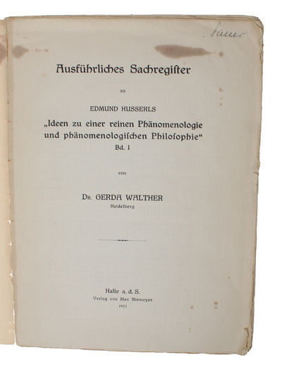 Ideen zu einer reinen Phänomenologie und phänomenologischen Philosophie. Erstes Buch (alles). Allegemeine Einführung in die reine Phänomenologie. Sonderdruck aus: "Jahrbuch für Philosophie und phänomenologische Forschung", Bd. I herausgegeben von E. H... - [FOUNDING CONSTITUTIVE PHENOMENOLOGY - INTRODUCING EPOCHÉ] (photo 2)