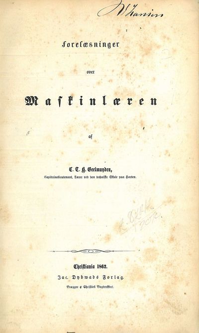 Forelæsninger over Maskinlæren af (...),…