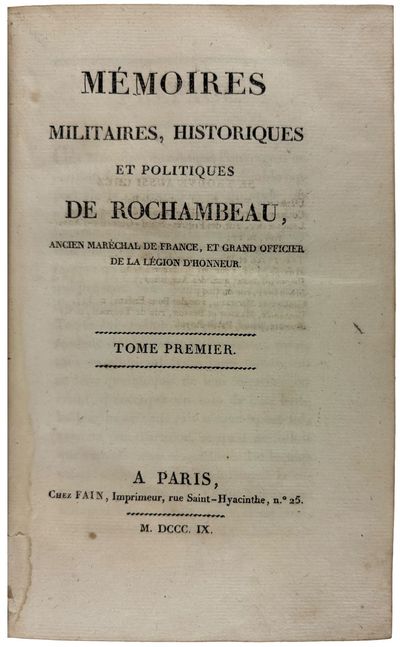 Paris: Imprimerie de Fain, 1809. 2 Volumes. Octavo. (7 3/4 x 4 3/4 inches). Vol. I: , xii, 437, pp. ...