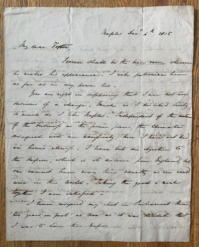 Autograph Letter Signed, Naples December 4, 1815 to Augustus John Foster