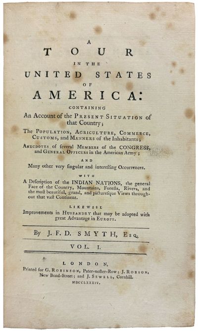 London: G. Robinson, J. Robson and J. Sewell, 1784. Two volumes. Octavo. (8 1/4 x 5 inches). Volume ...