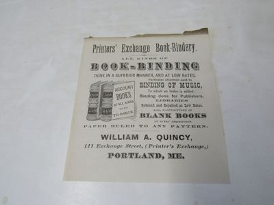 Portland Maine Bookbinder Label/Advertisement 1870's