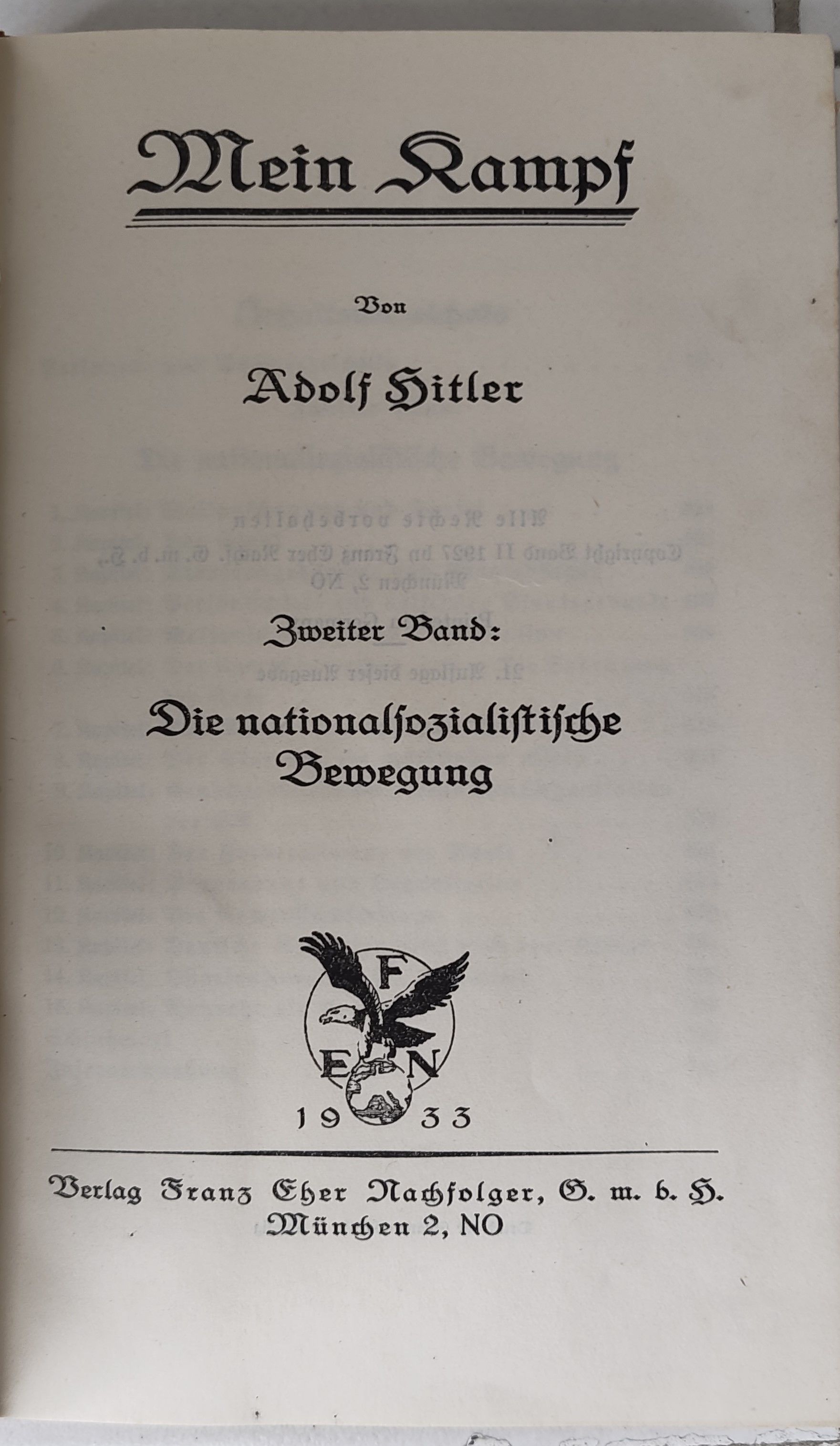 Mein Kampf by Adolf Hitler in two volumes 1933 by Adolf Hitler