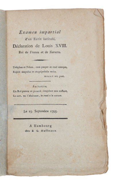 Examen impartial d'un Écrit intitulé…