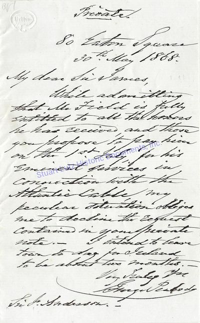 GEORGE PEABODY (1795-1869). Peabody was an American financier and philanthropist.ALS. 1pg. 5 x 7. Ma...