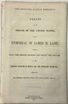 THE SPURIOUS KANSAS MEMORIAL. DEBATE IN THE SENATE OF THE UNITED STATES, ON THE MEMORIAL OF JAMES H. LANE, PRAYING THAT THE SENATE RECEIVE AND GRANT THE PRAYER OF THE MEMORIAL PRESENTED BY GENERAL CASS, AND AFTERWARDS WITHDRAWN; EMBRACING THE SPEECHES OF SENATORS DOUGLAS, PUGH, BUTLER, TOUCEY, RUSK, &C