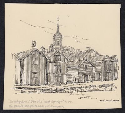 Domkyrkan i 'Öbacka' med kyrkpilen och de gamla…