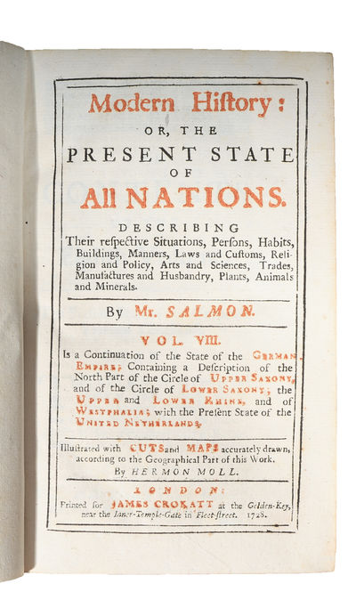 Modern History: or, the Present State of all Nations. Describing their respective Situations, Persons, Habits, Buildings (...) Vol. 8. Is a Continuation of the State of the German Empire: Containing a Description of the the North Part of the Circle of... (photo 2)