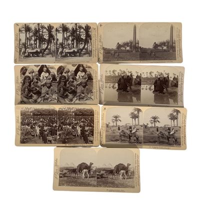 7 Stereoview Photographs of Life in Egypt