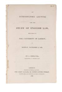 An Introductory Lecture Upon the Study of English Law: Delivered in..