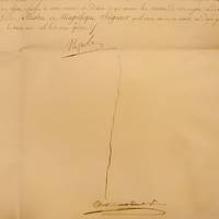 Document, signed ("Napoleon"), diplomatic credentials appointing the French Consul on the Barbary Coast, dated 30 May 1815; countersigned by Caulincourt, duc de Vicence