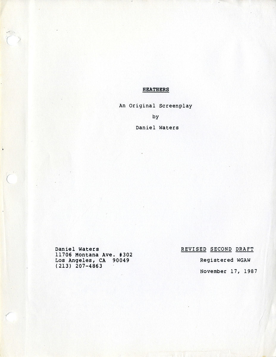 HEATHERS (Nov 17, 1987) Revised Second Draft film