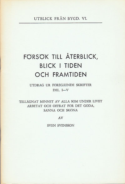 Försök till återblick, blick i tiden och…