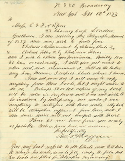 Autograph letter signed to E. & F. N. Spon