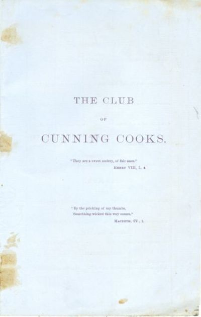 The Club of Cunning Cooks. [with:] The Lenten Council of Ten