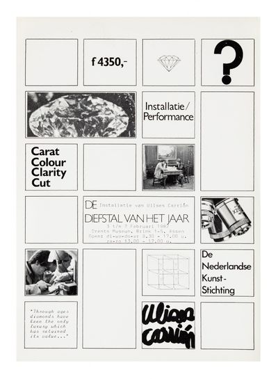 Flyer for Carrión’s installation at the Drents Museum: “De Diefstal van het Jaar, 3 t/m 7 Februari 1982.”
