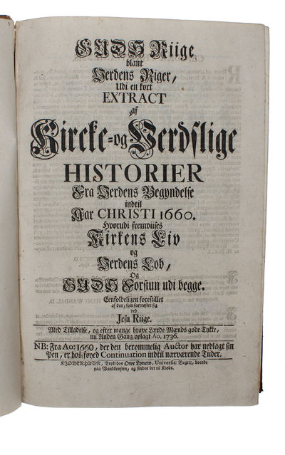 Guds Riige blant Verdens Riger udi en kort Extract af kircke- og verdslige Historier fra Verdens Begyndelse indtil 1660 ... Anden Gang oplagt (photo 2)