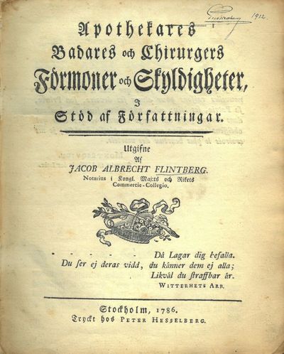 Apothekares Badares och Chirurgers Förmoner och…