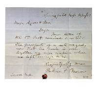 [A Wool-related Document] Text on front: Springfield, Mass 14 Jan/47 Mesr. Ayers & Bro. Drft Your Letter of the 5th Inst. received & noted. The prospects of a sale are good now that the panic is over. Together we will continue where we left our business in '46. Respectfully yours Perkins & Brown Lowell Mass
