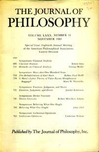 image of The Journal of Philosophy Volume LXXX, Number 11, November, 1983
