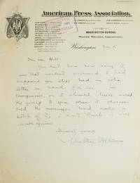 Autograph Letter, signed (“Walter Wellman”), to Mr. Hill, expressing his regret that “the accident occurred.”
