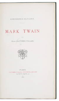 Conférence Olivaint. Mark Twain. by Henri Gauthier-Villars - 1884 - from Black Dog Rare Books (SKU: 52)
