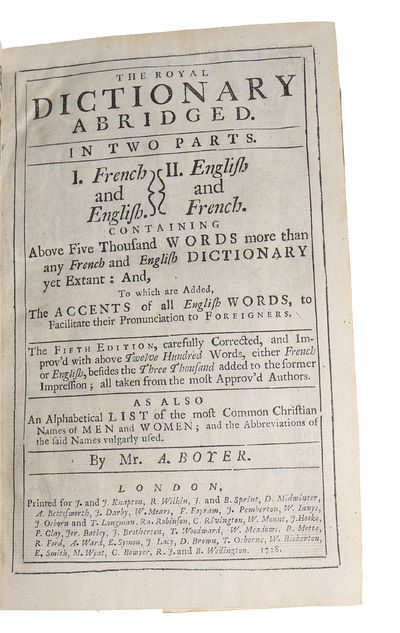 The Royal Dictionary abridged. In two parts. I. French and English. II. English and French. Containing above five thousand words more than any French and English dictionary yet extant (...). (photo 3)