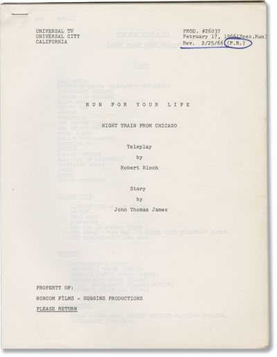 Run For Your Life: Night Train from Chicago (Original screenplay for the 1966 television episode)