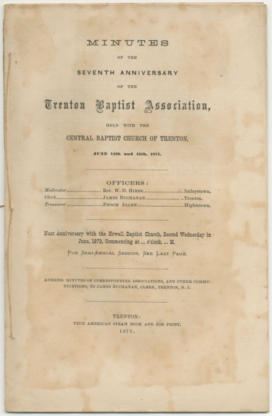 Minutes of the Seventh Anniversary of the Trenton