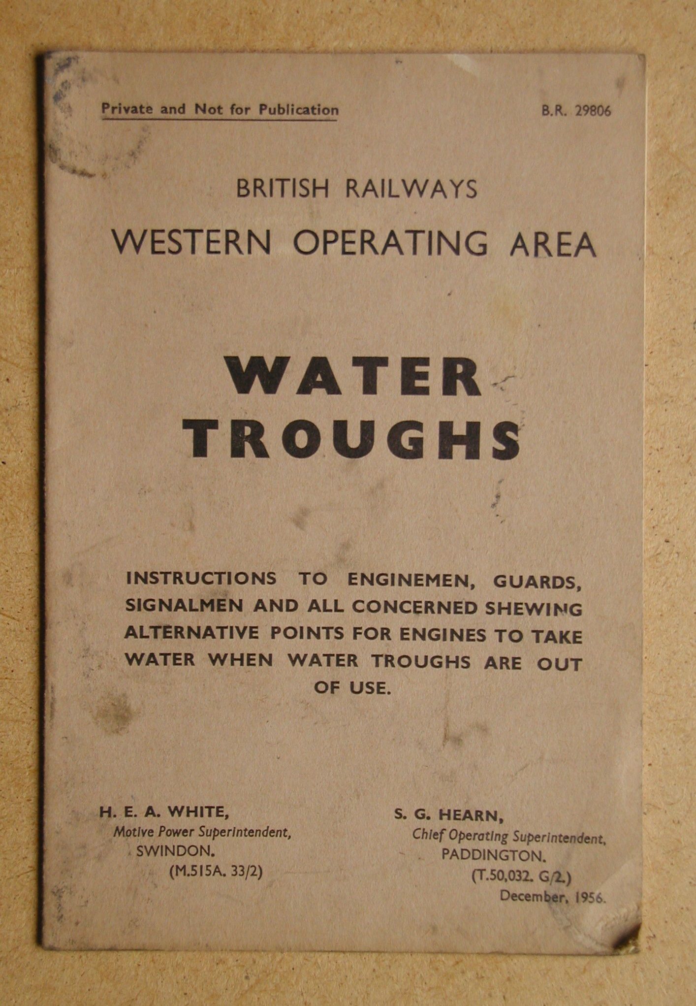 BIBLIO Water Troughs Instructions to Enginemen, Guards, Signalmen