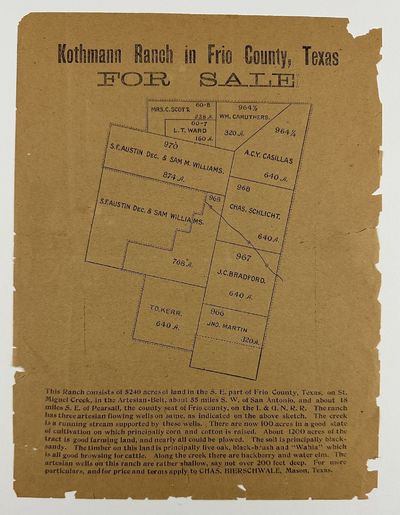 Kothmann Ranch in Frio County, Texas. FOR SALE [caption title]
