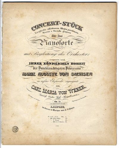 Concert-Stück für das Pianoforte mit Begleitung des Orchesters ... neue rechtmässige Ausgabe. [Op 79]. [Piano solo part only]