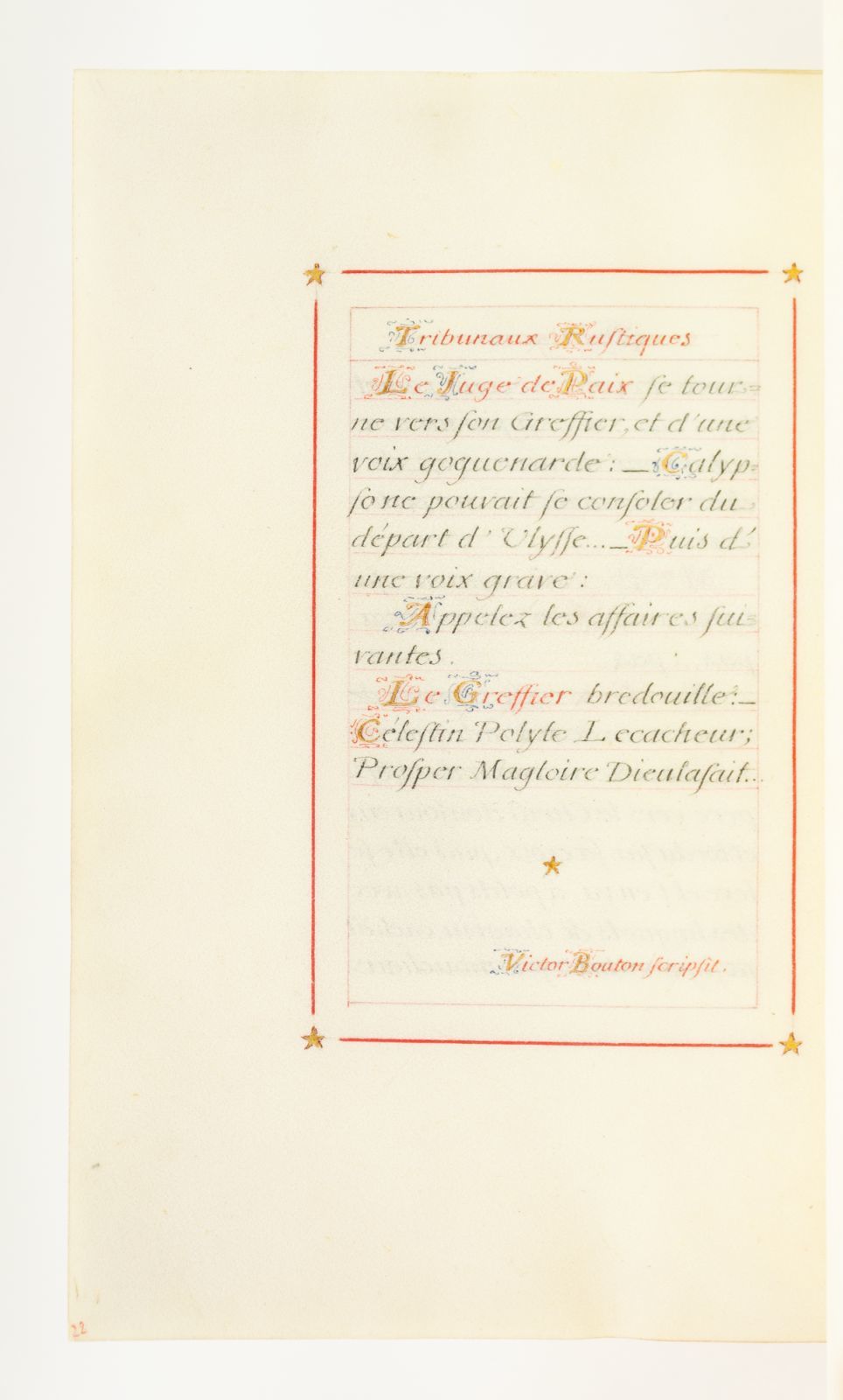 BIBLIO TRIBUNAUX RUSTIQUES by (ILLUMINATED MANUSCRIPT ON VELLUM