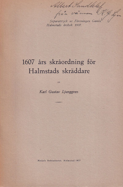 1607 års skråordning för Halmstads skräddare [=…