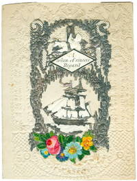 A Token of Sincere Regard" Scrap w Silver Sailing Vessel and Winged Cherub