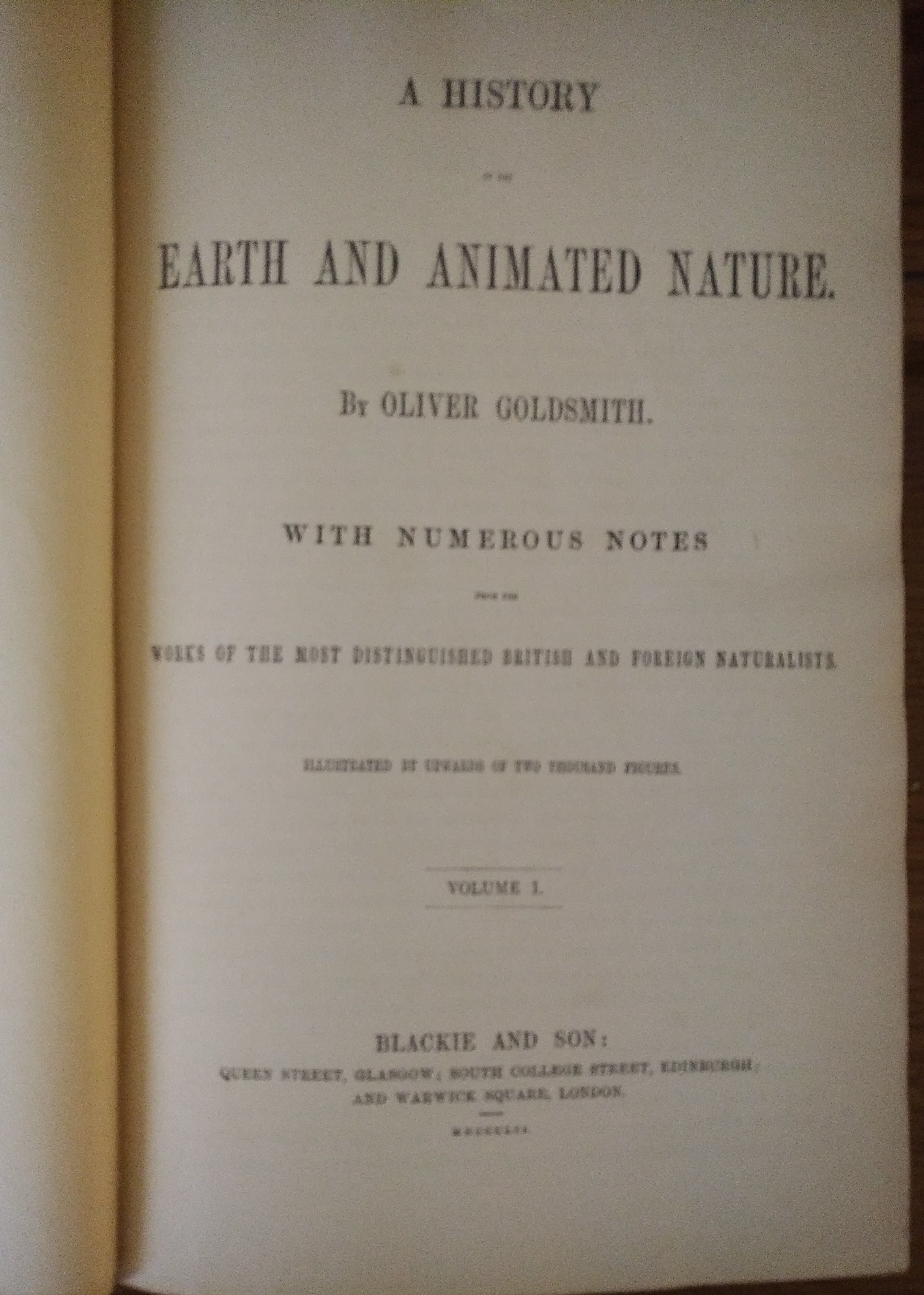 A History of the Earth and Animated Nature by Goldsmith, Oliver