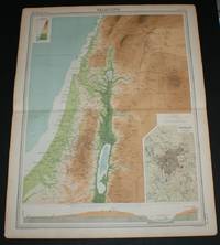 image of Map of "Palestine" with plan of Jerusalem from the 1920 Times Survey Atlas (Plate 52) including Jerusalem, Damascus, Beersheba, the Dead Sea and the Sea of Galilee