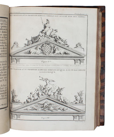 De la Distribution des Maisons de Plaisance et de la Décoration des Edifices en general. Ouvrage enrichie de cent soixante Planches en taille-douce, gravées par l'Auteur. 2 Vols. (photo 4)