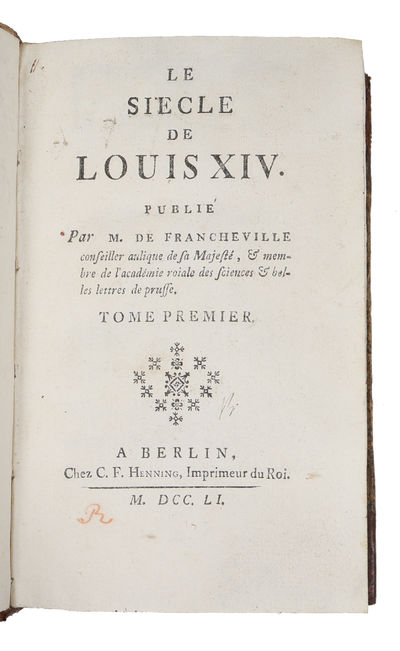 Le Siècle De Louis XIV. 2 parts.  - [ONE OF VOLTAIRE'S GREATEST HISTORICAL WORKS] (photo 2)
