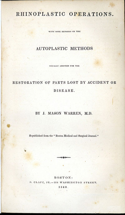 Rhinoplastic operations with some remarks on the autoplastic methods