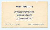 : Seven Stars, (no date). Unbound. Near Fine. First edition of this business card-sized poem broadsi...