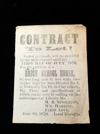 Contract to Let - Brick School House - Township No. 10