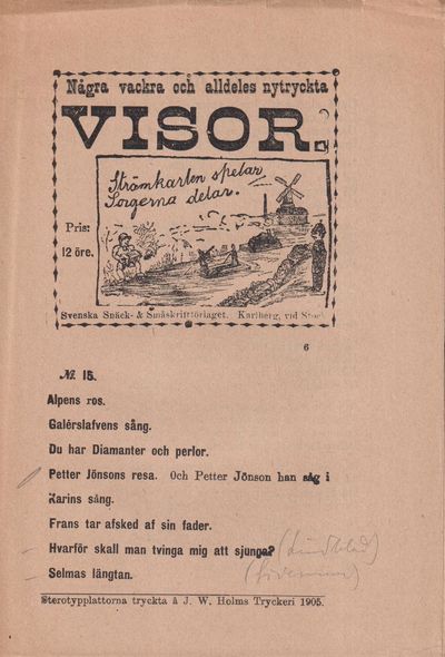 Några vackra och alldeles nytryckta visor. N:r…