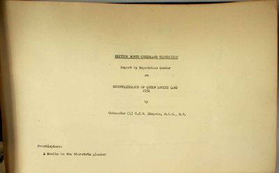 British North Greenland Expedition: Report by Expedition Leader on Reconnaissance of Queen Louise Land, 1951.