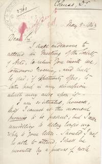 Autograph Letter Signed 'J.W. Natal' to the Society of Arts (John William, 1814-1883, Bishop of Natal from 1853) by COLENSO - from Sophie Dupre (SKU: 39183)