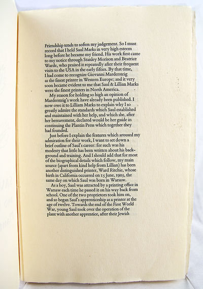 Saul Marks and his Plantin Press; (photo 2)