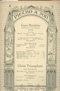 GESU BAMBINO THE INFANT JESUS-JESU REDEMPTOR PASTORALE PIANO SHEET MUSIC