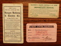 BANGOR RAILWAY AND ELECTRIC CO. TIME TABLE, MAINE CENTRAL RAILROAD PASS, EASTER AND MAINE CENTRAL RR NOTICE CARD - LOT OF 3 ITEMS by various - 1898-1911